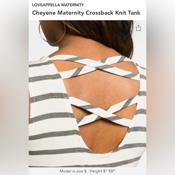LOVEAPPELLA MATERNITY Cheyene Maternity Crossback Knit Tank | Med. | Blk & White - Picture 4 of 9